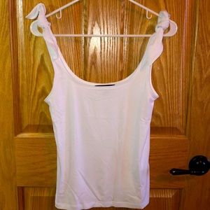 Tie sleeve ribbed bodycon tank top.